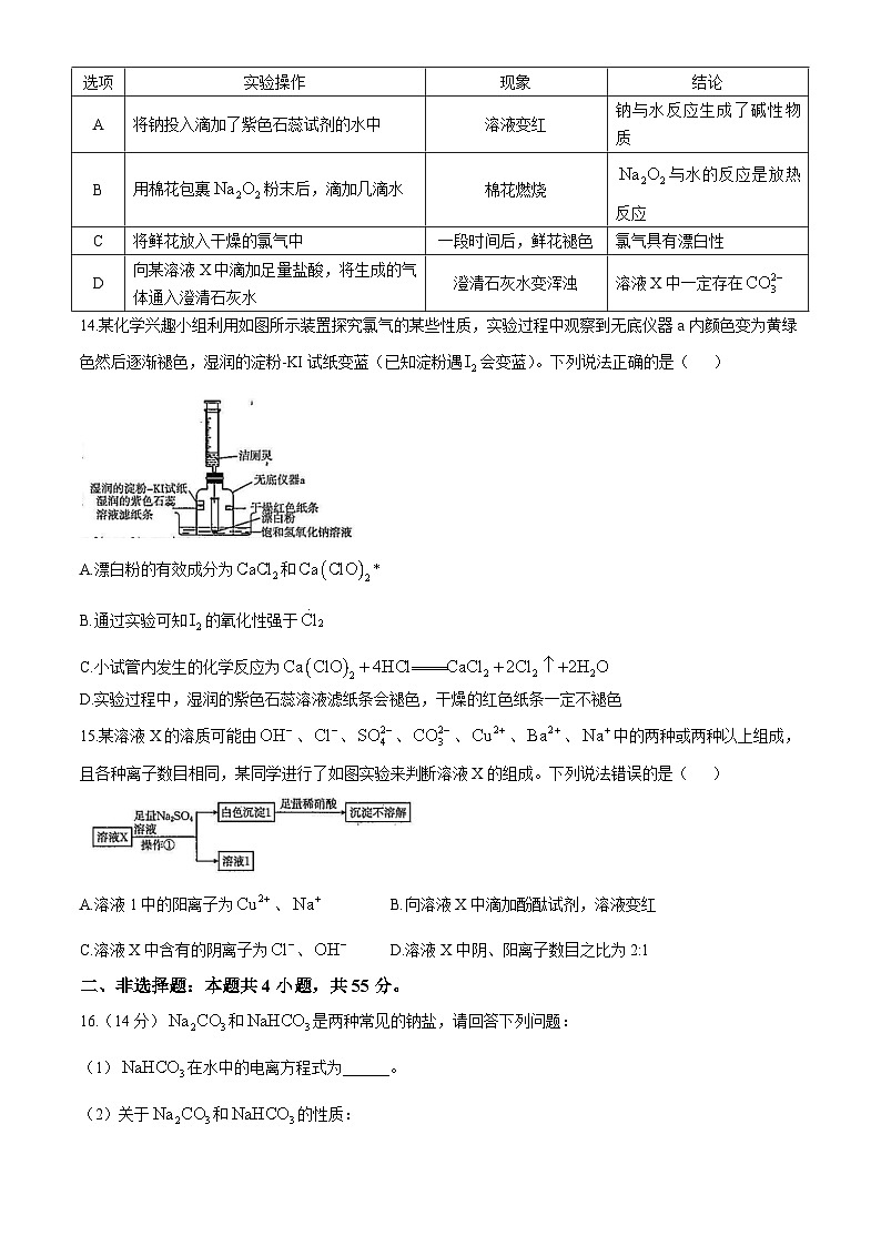 河北省定州市名校2024-2025学年高一上学期期中联考化学试题第3页
