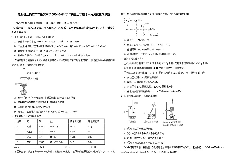 江西省上饶市广丰新实中学2024-2025学年高三上学期十一月测试化学试题第1页