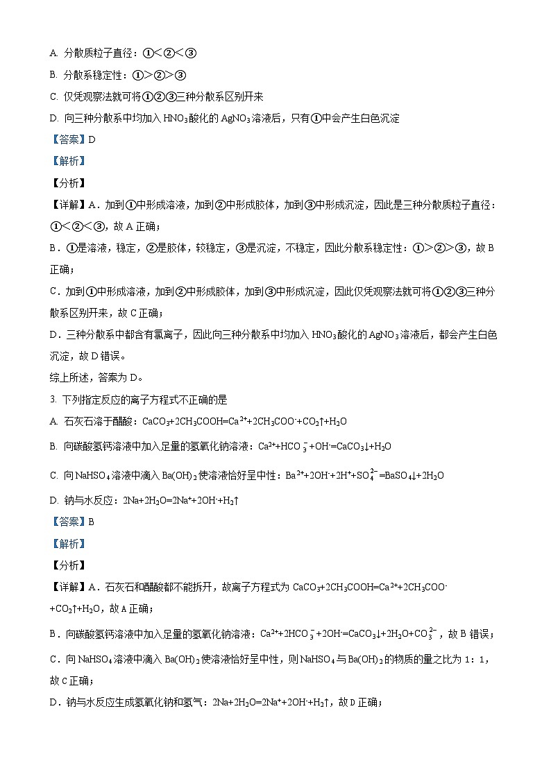 2025西安部分学校高一上学期10月联考化学试题含解析02