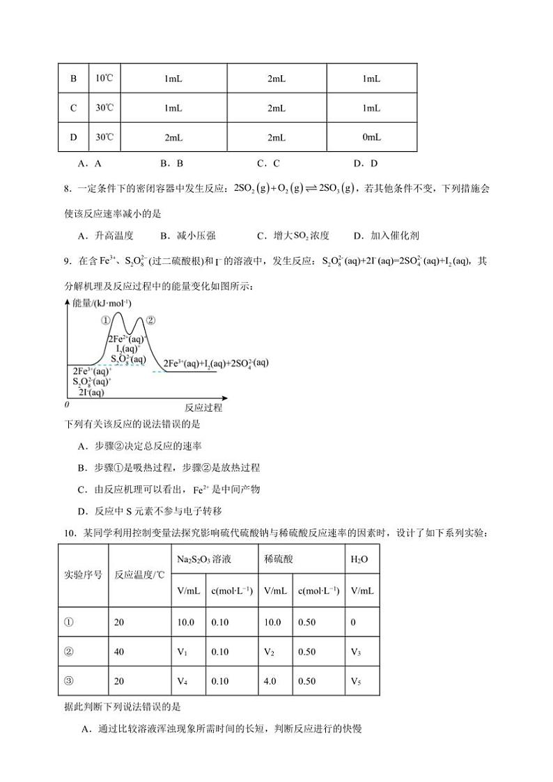 2025年高考化学一轮复习备考专项练 化学反应速率第3页
