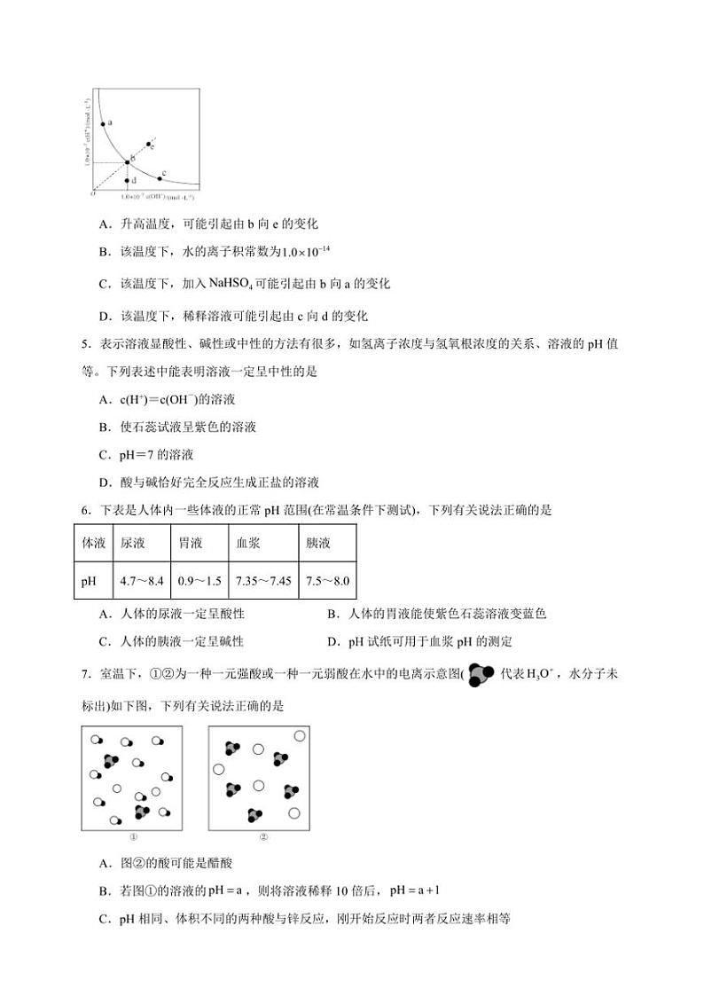 2025年高考化学一轮复习备考专项练 水的电离和溶液的pH02