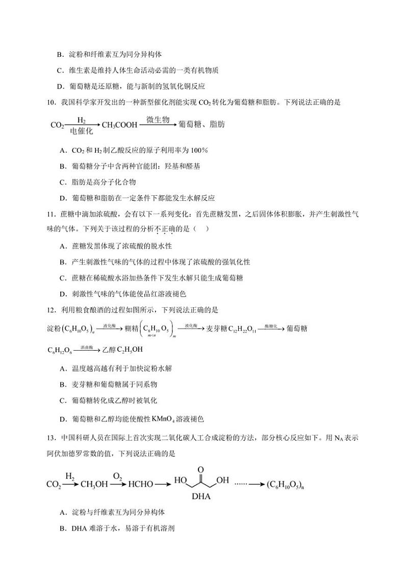 2025年高考化学一轮复习备考专项练 糖类(2)第3页