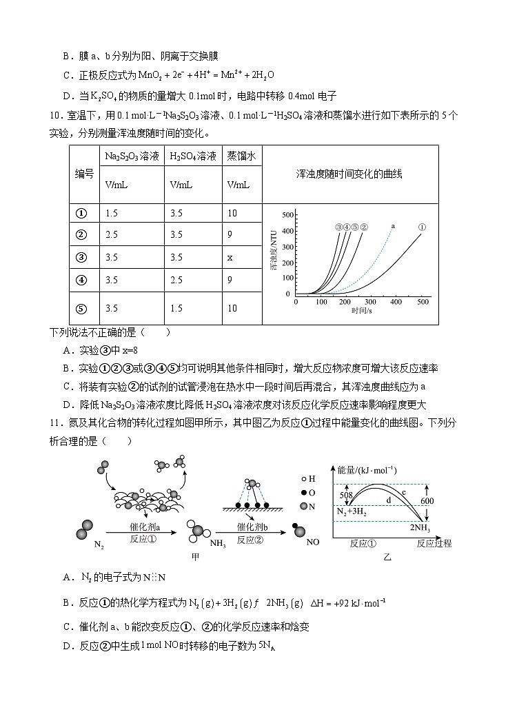 云南省玉溪市一中2024-2025学年高二上学期第一次月考化学试题（Word版附答案）03