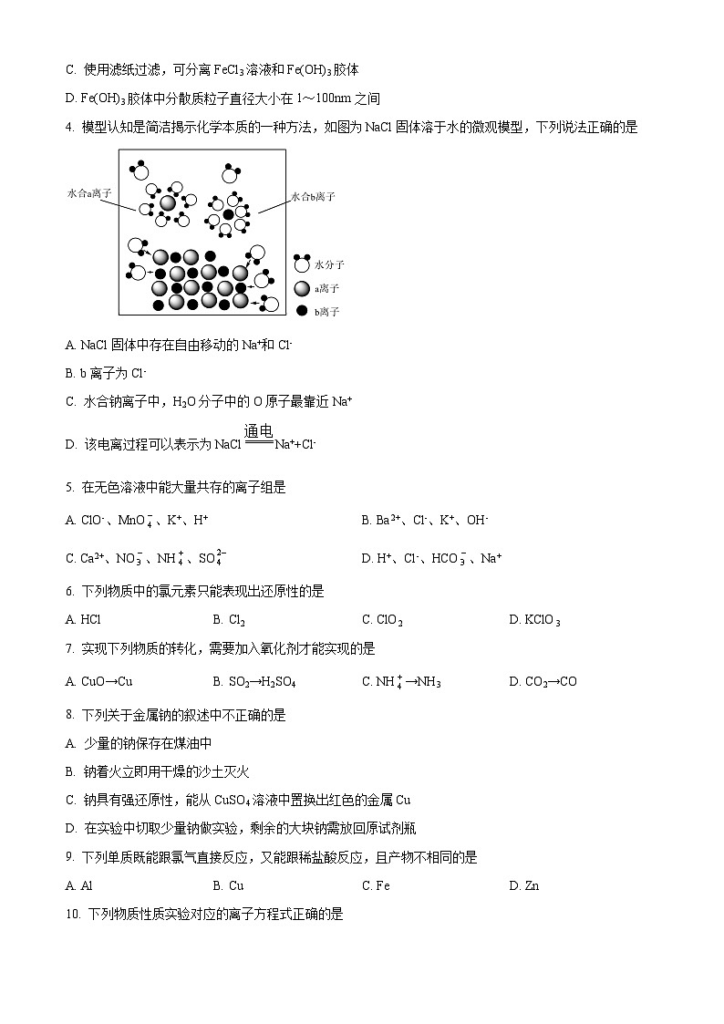 精品解析：广东省茂名市信宜市2024-2025学年高一上学期期中考试 化学试题（原卷版）第2页