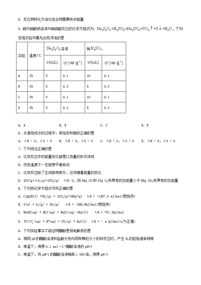 北京市顺义区2023_2024学年高二化学上学期10月月考试题含解析02