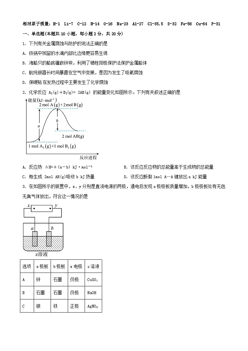 山东省枣庄市2023_2024学年高二化学上学期10月月考试题含解析01