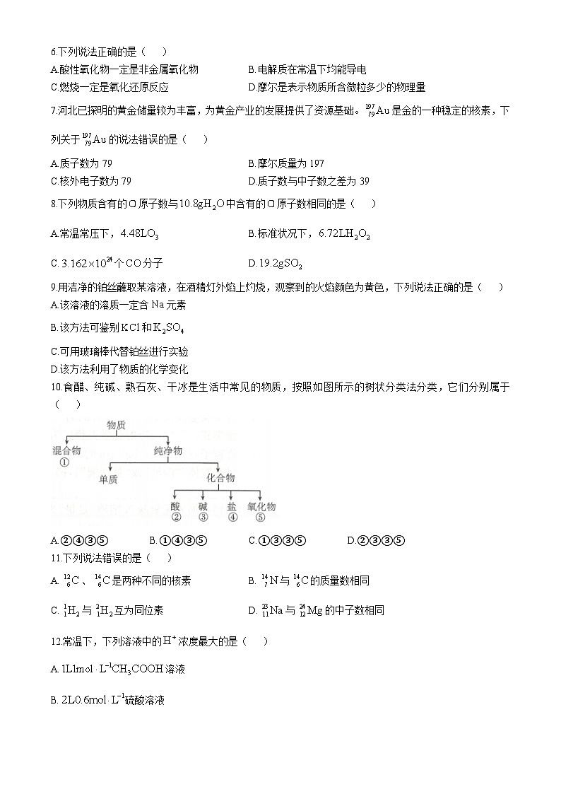 河北省唐山市部分学校2024-2025学年高一上学期11月期中联考化学试卷第2页