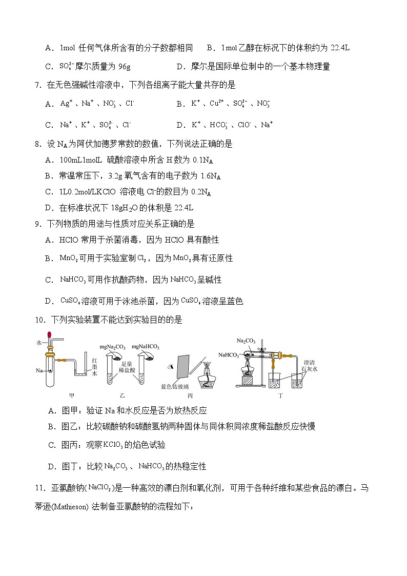 泸县五中2024年秋期高一期中考试化学试题第2页