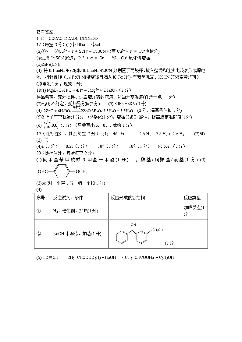 2022级高三第一学期期中考试化学答案第1页