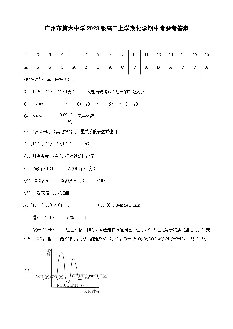 化学答案第1页