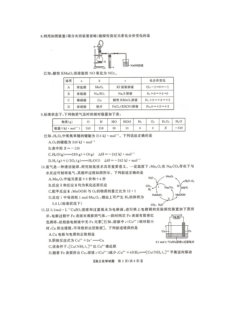 湖南省三湘名校联盟2024-2025学年高三上学期11月月考 化学试题第3页