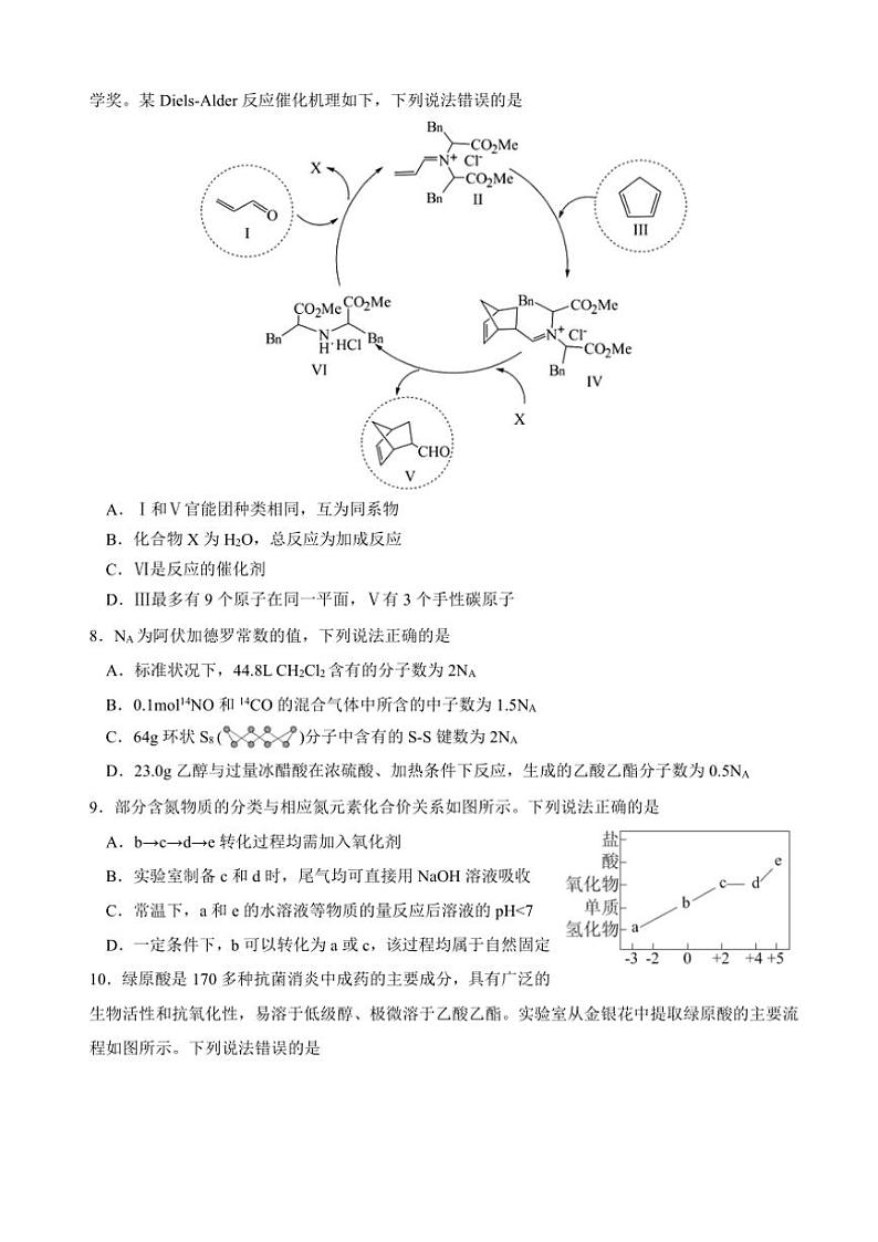 广东省广州外国语、广大附中、铁一中学等三校2024～2025学年高三(上)期中联考试卷化学(含答案)第3页