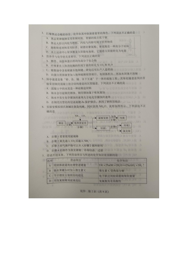广东省部分学校2024-2025学年高三上学期11月联考 化学试卷第2页