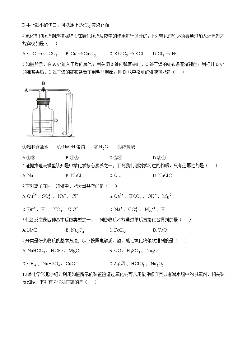 湖南省长沙市百年世范精准联考2024-2025学年高一上学期期中考试  化学试卷第2页