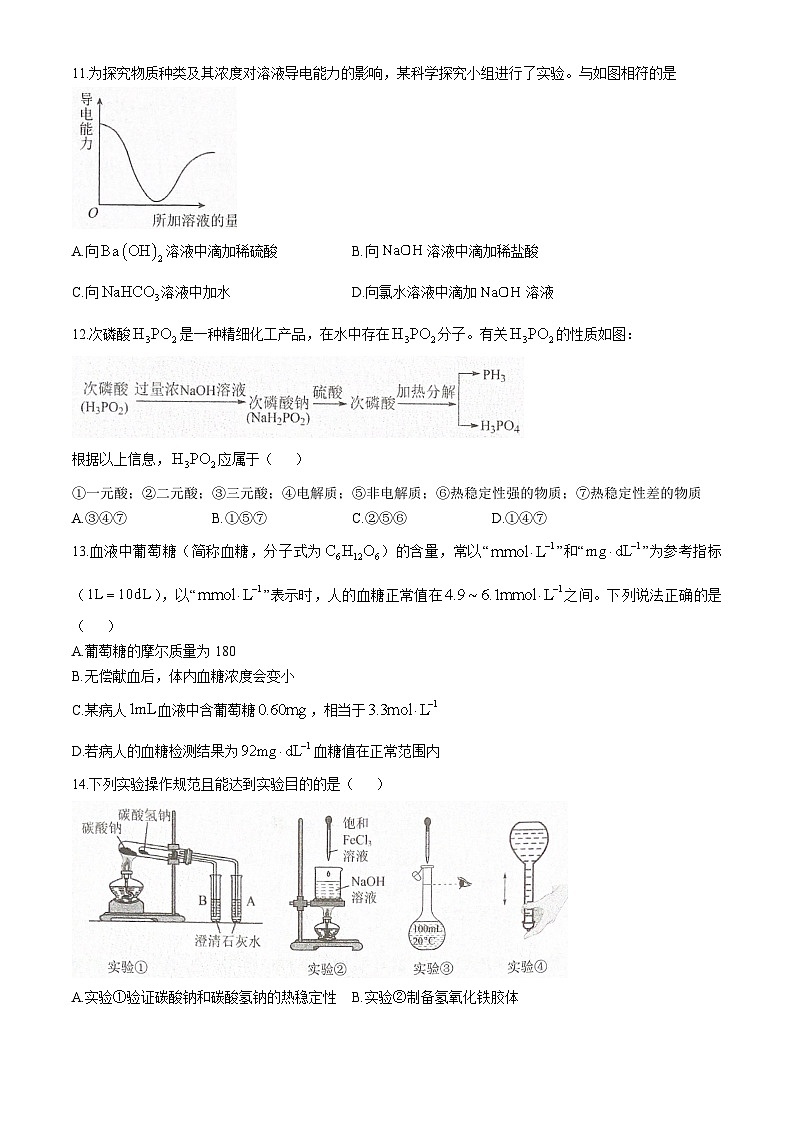 广东省深圳市深圳科学高中2024-2025学年高一上学期11月期中联考 化学试题第3页