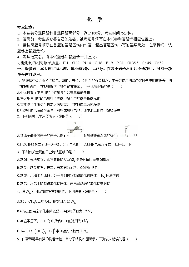 河北省沧州市运东五校2024-2025学年高三上学期11月期中联考 化学试题01
