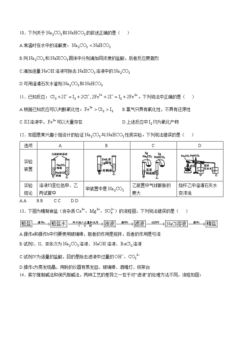 四川省自贡市荣县中学校2024-2025学年高一上学期期中考试  化学试题第3页