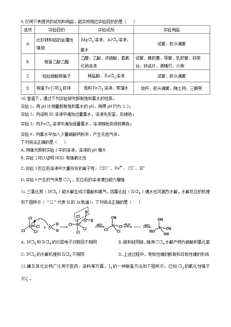 天津市河西区2024-2025学年高三上学期期中考试期中质量检测化学试题（含答案）第3页