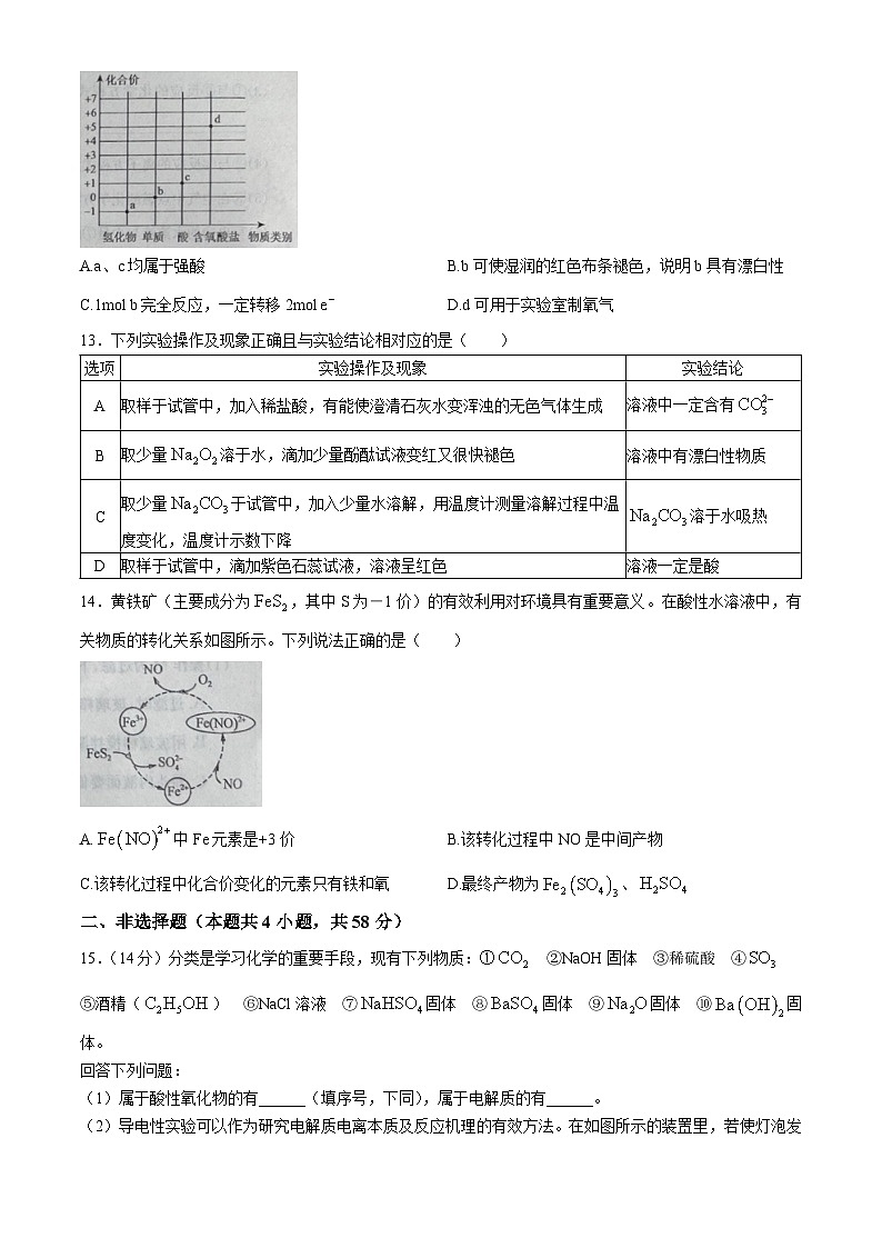 山西省部分学校2024-2025学年高一上学期11月期中联考 化学试题03