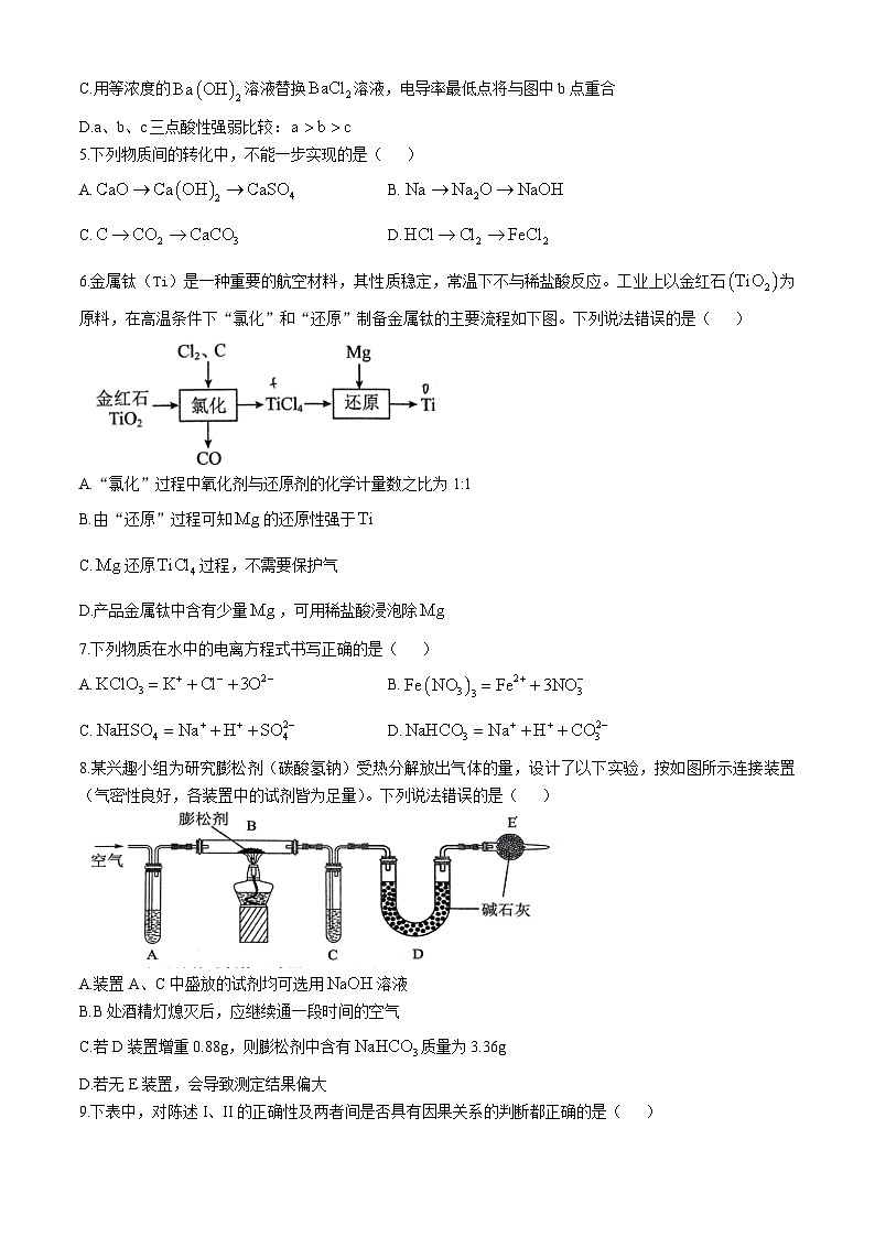 山东省淄博第五中学2024-2025学年高一上学期期中考试 化学试卷第2页