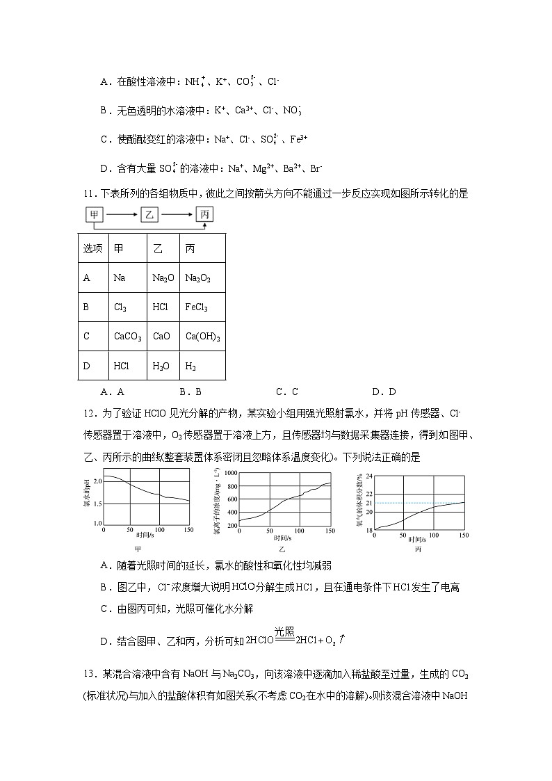 湖南省常德市汉寿县第一中学2024-2025学年高一上学期11月期中考试 化学试题第3页