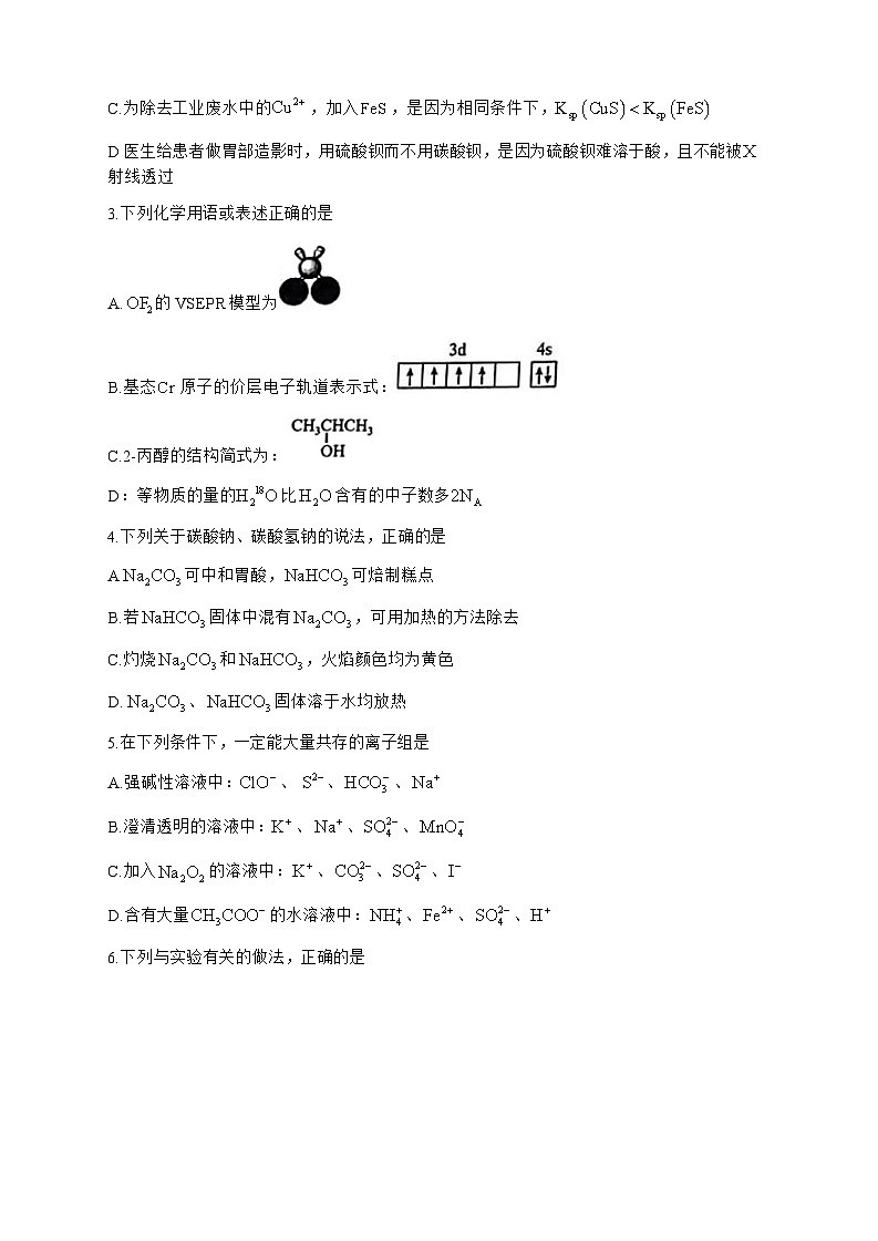 内蒙古赤峰市2024-2025学年高三上学期11月期中联考化学试题第2页
