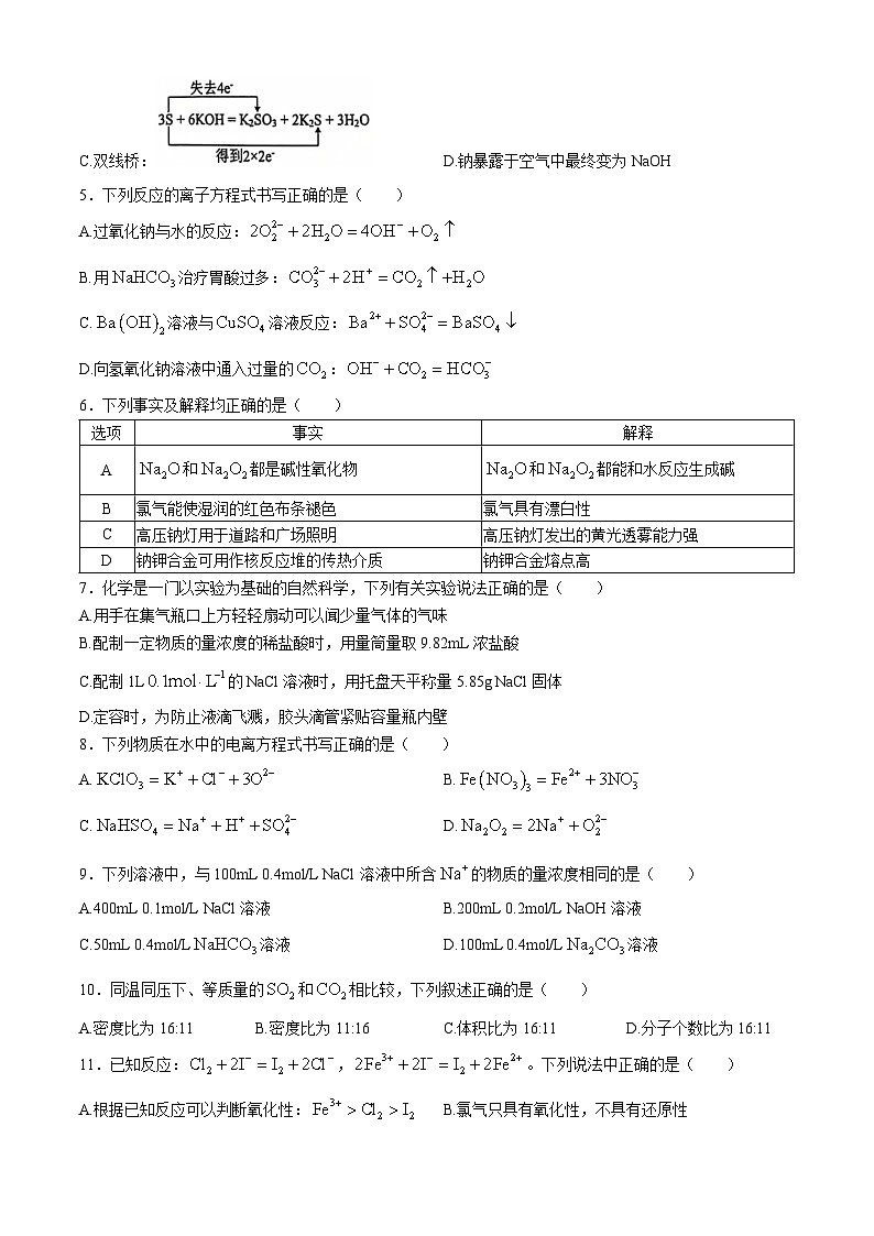 湖北省十堰市六县市区一中教联体学校2024-2025学年高一上学期11月月考 化学试题第2页