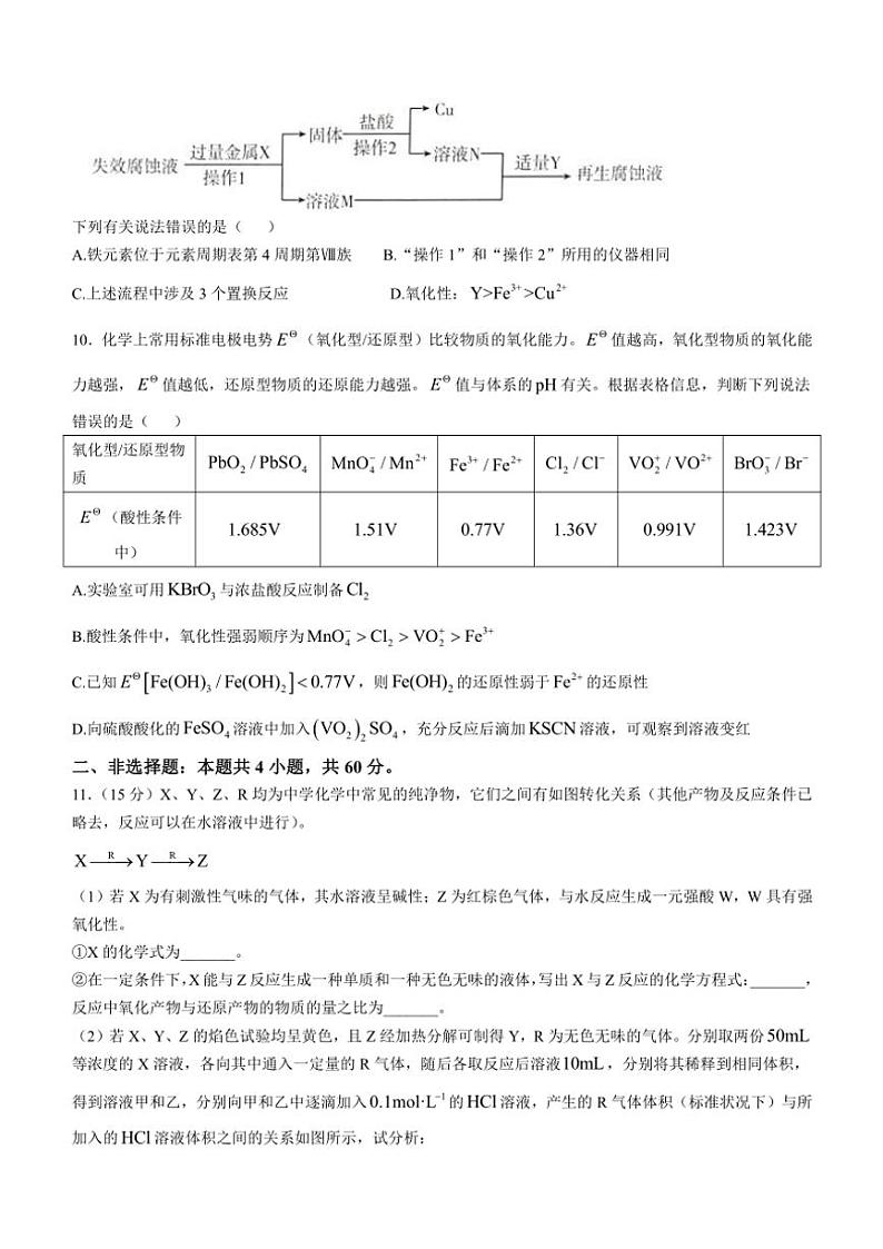 福建省龙岩市龙岩非一级达标校高三2024～2025学年高三(上)期中化学试卷(含答案)第3页