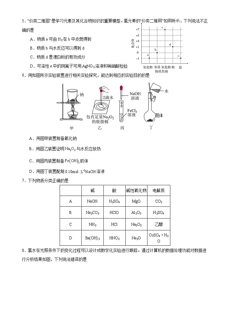 厦门英才学校高中部2024—2025学年度第一学期期中考试高一化学试卷(2)-A4第2页