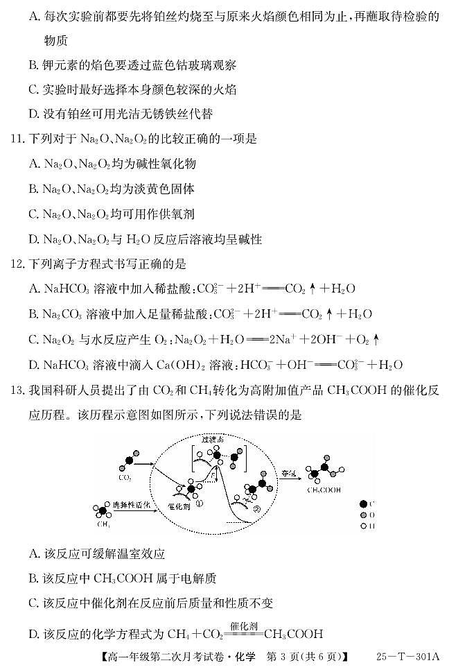 安徽省亳州市涡阳县2024-2025学年高一上学期11月第二次月考（期中）化学试题第3页