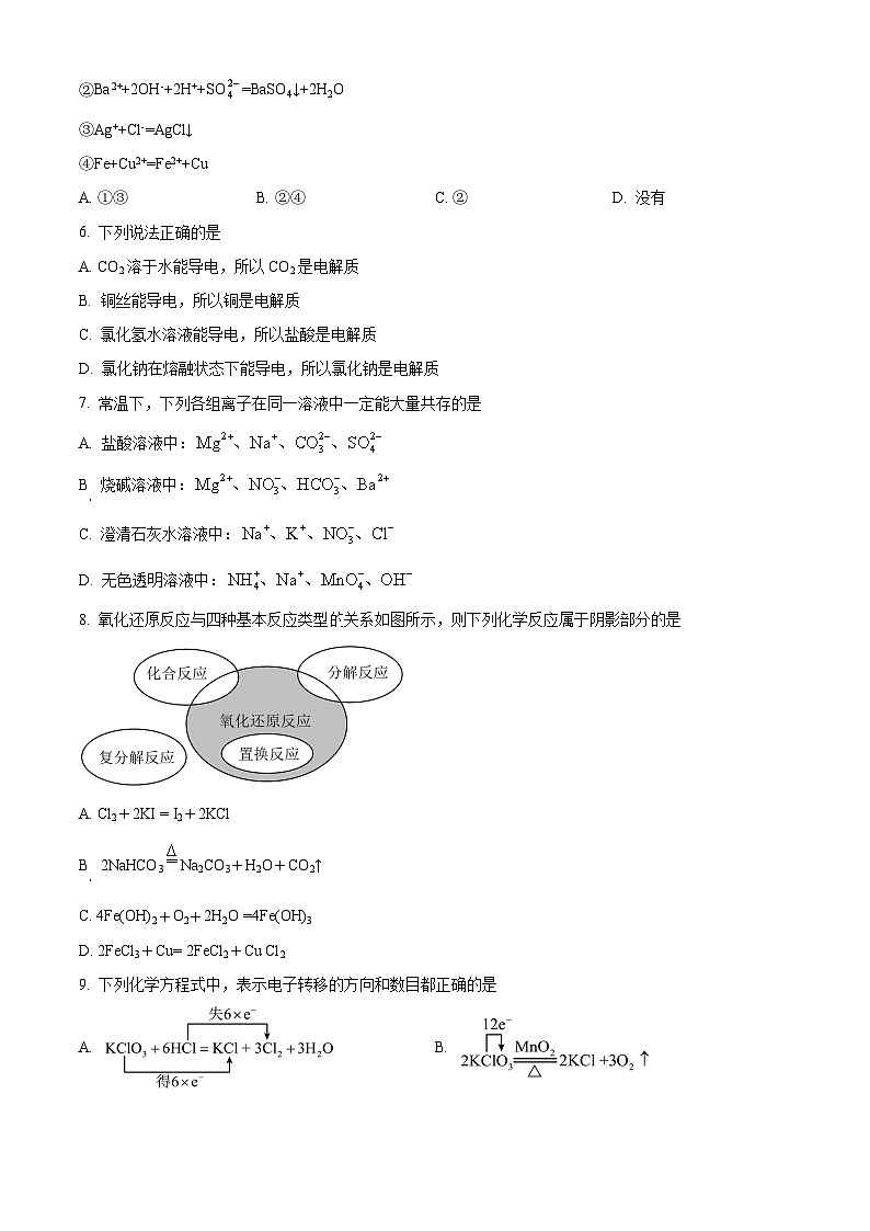 重庆市荣昌中学2024-2025学年高一上学期11月期中考试化学试题（Word版附解析）02