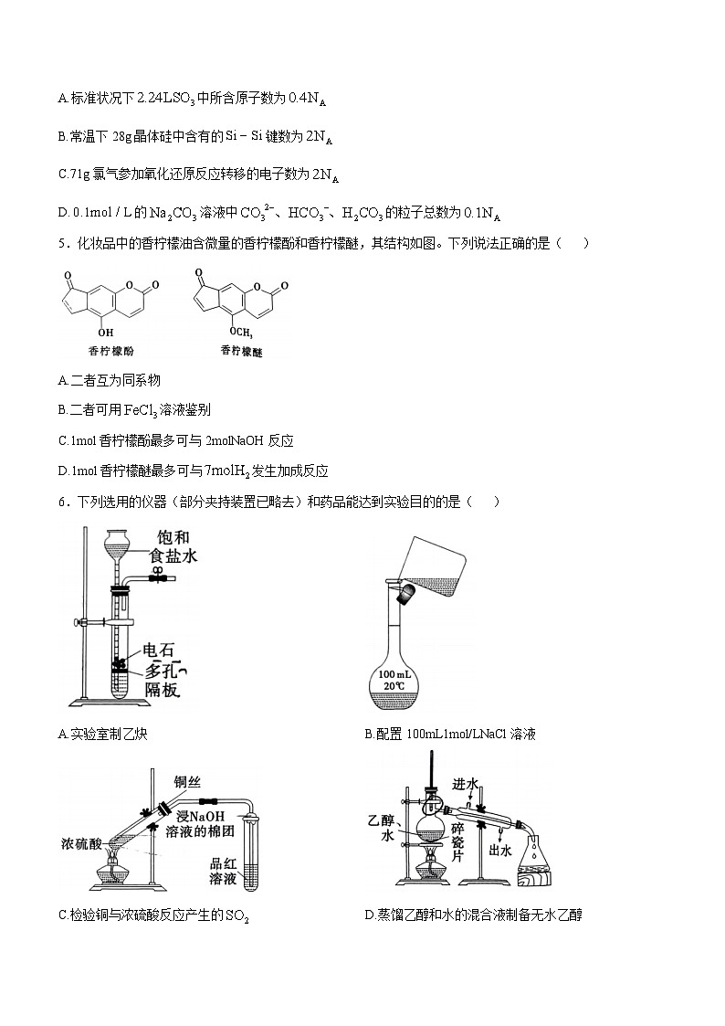 重庆市南开中学2024-2025学年高三上学期11月期中化学试题（Word版附答案）第2页