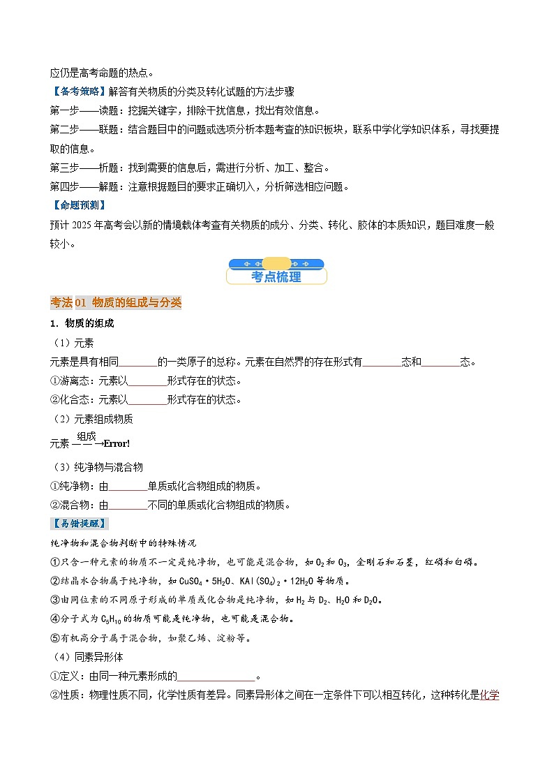 考点01  物质的分类及转化（核心考点精讲精练）-2025年高考化学一轮复习讲练专题（新高考通用）（解析版）02