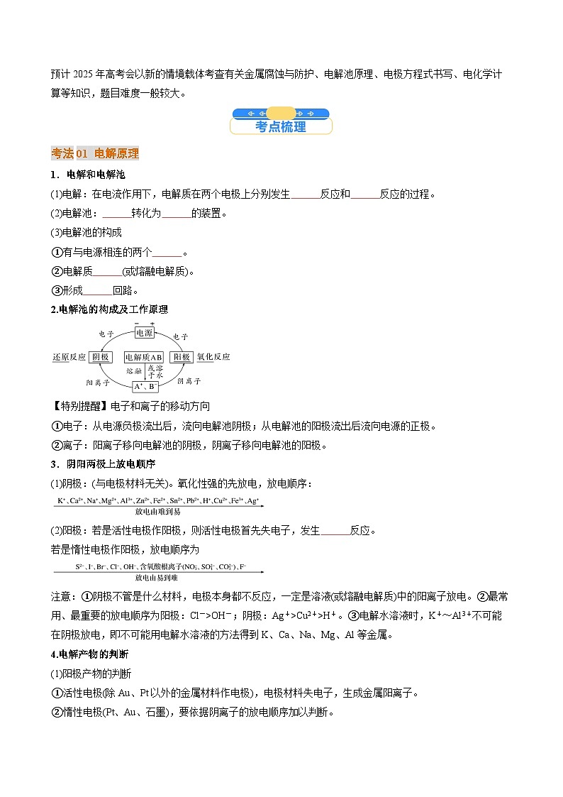 考点23  电解池   金属的腐蚀与防护（核心考点精讲精练）-2025年高考化学一轮复习讲练专题（新高考通用）（原卷版）第3页