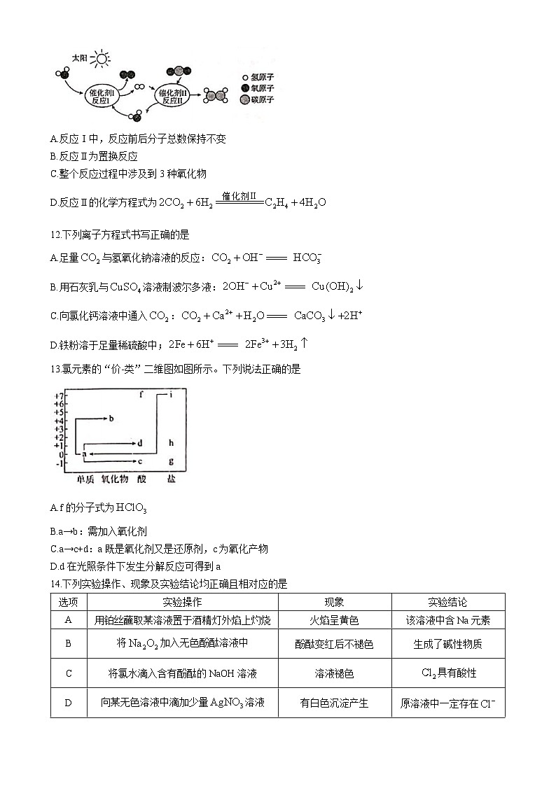 2025珠海金砖四校高一上学期11月期中考试化学无答案第3页