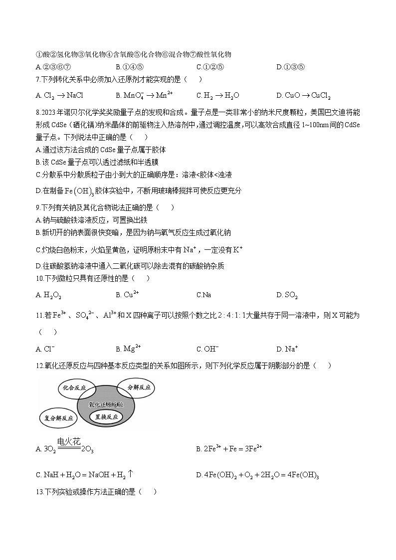 广东省茂名市化州市2024-2025学年高一上学期11月期中考试化学试卷（含答案）第2页