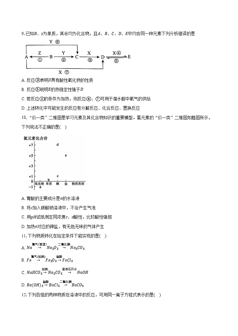 山东省青岛市八校2024-2025学年高一上学期期中联考 化学试题第3页