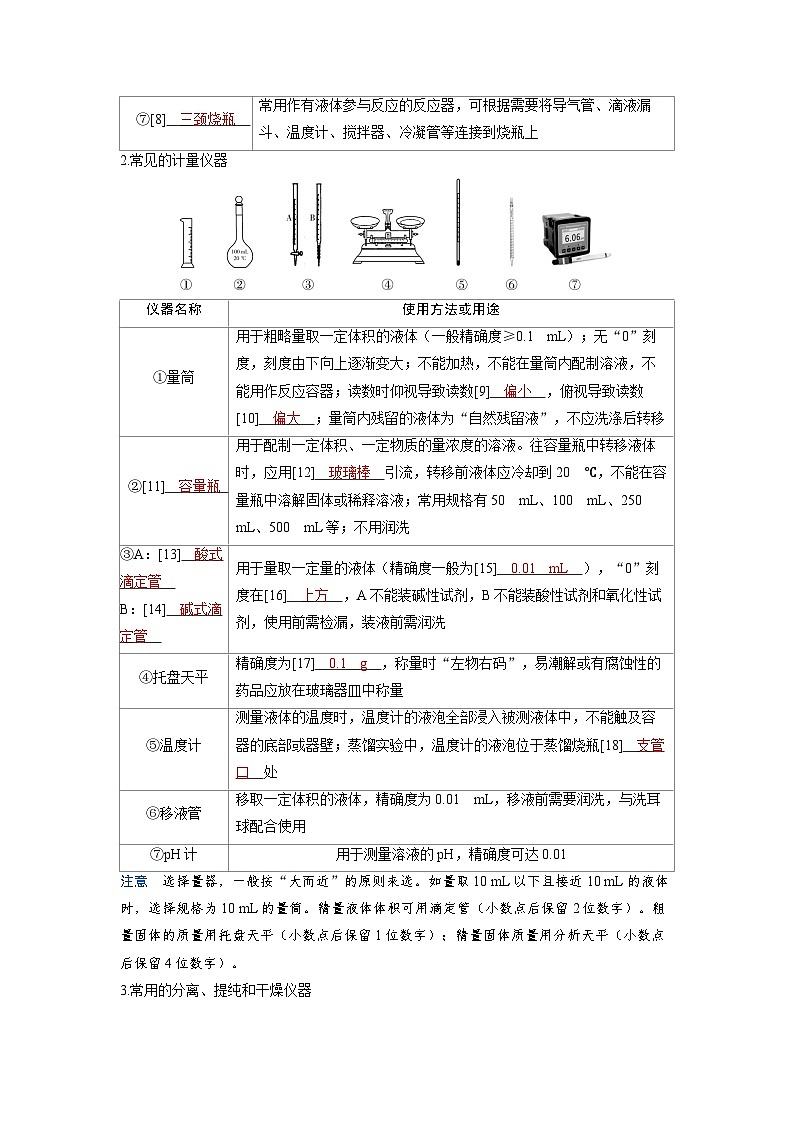 备战2025年高考化学精品教案第十章化学实验基础第1讲常见的化学仪器及使用方法（Word版附解析）第3页