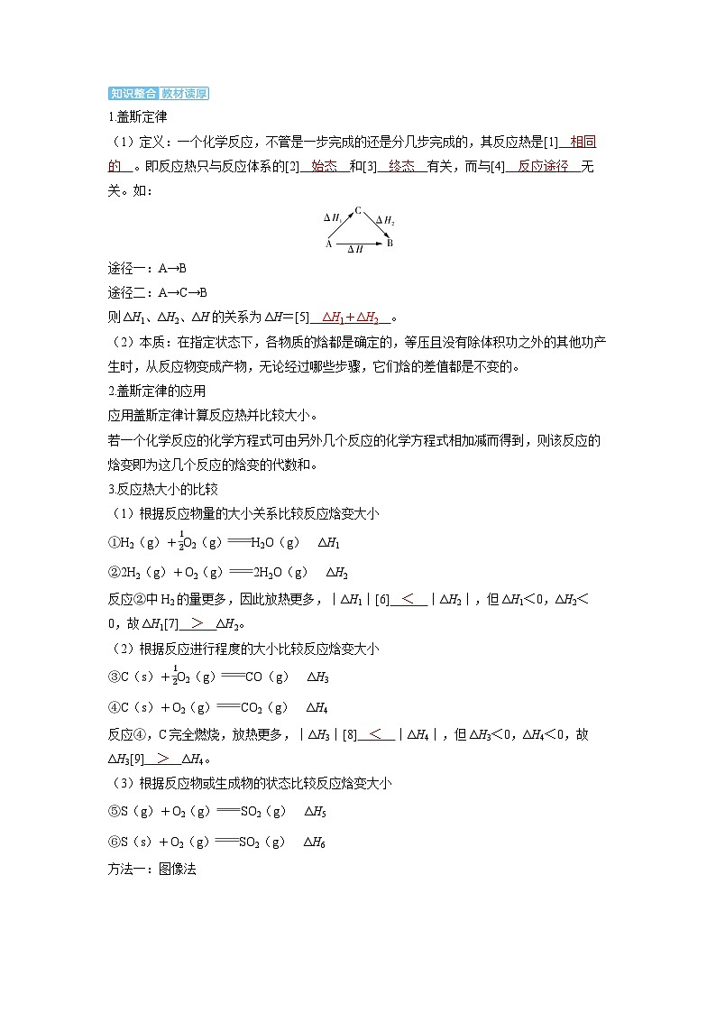 备战2025年高考化学精品教案第六章化学反应与能量变化第2讲盖斯定律及其应用（Word版附解析）第2页