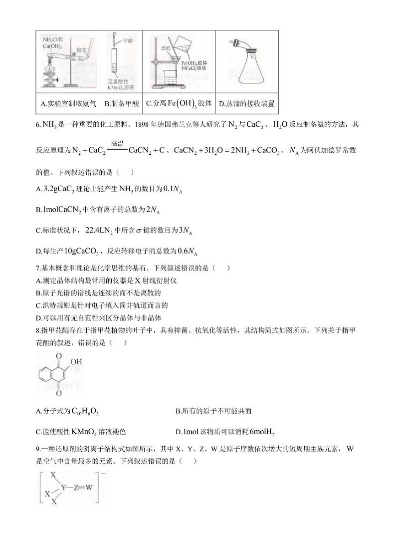 2025届湖北华大新高考联盟高三上学期11月联考化学试卷+答案第2页