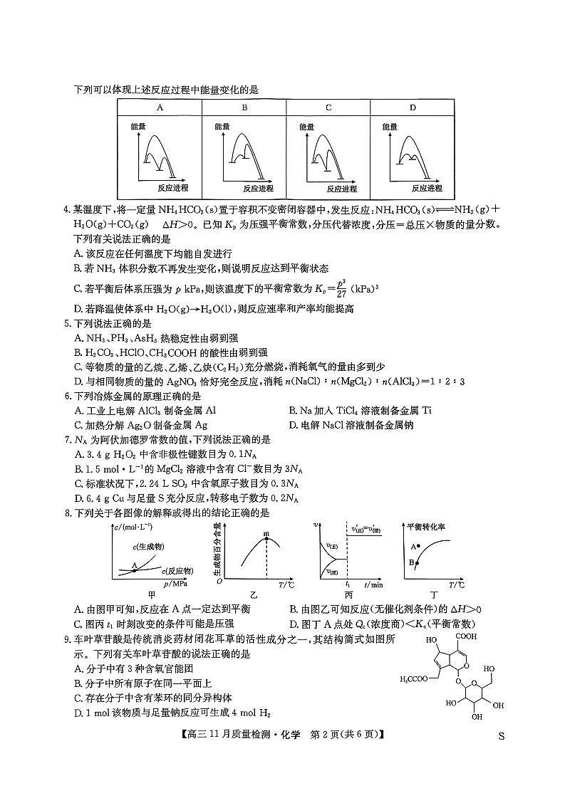 2025届九师联盟高三11月期中质检化学试题（含答案）第2页