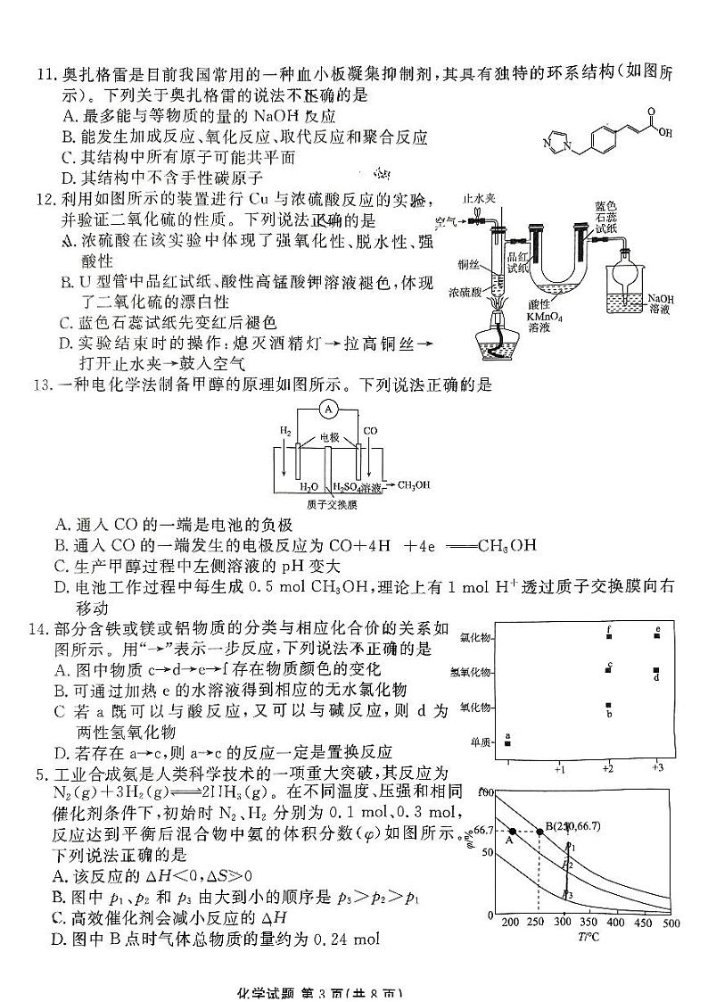2024年衡水金卷高三上学期11月 化学试题第3页