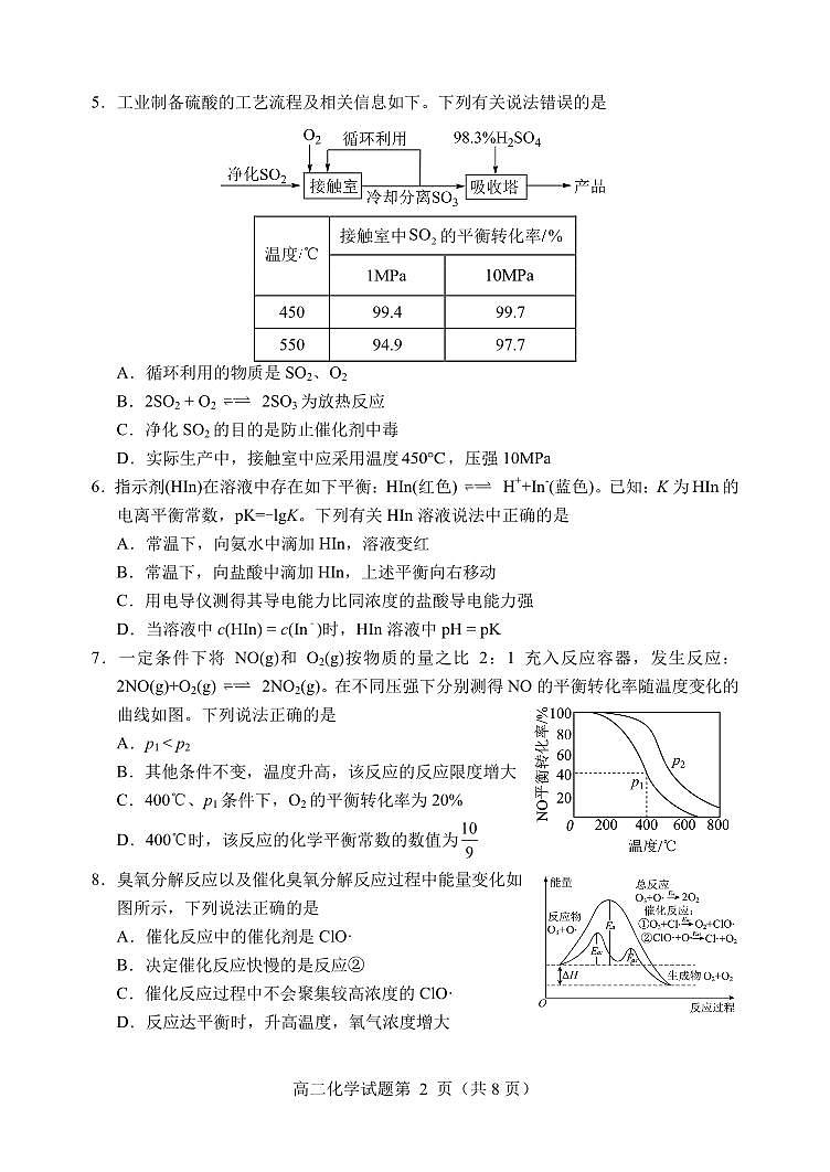 山东省潍坊市安丘市等四区县2024-2025学年高二上学期期中考试化学试卷（PDF版）第2页