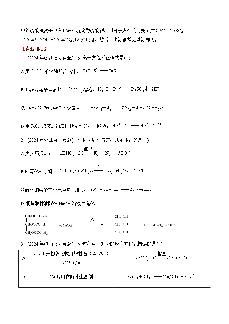 2025届高三化学二轮复习：专题四 离子反应方程式的书写  教案第3页