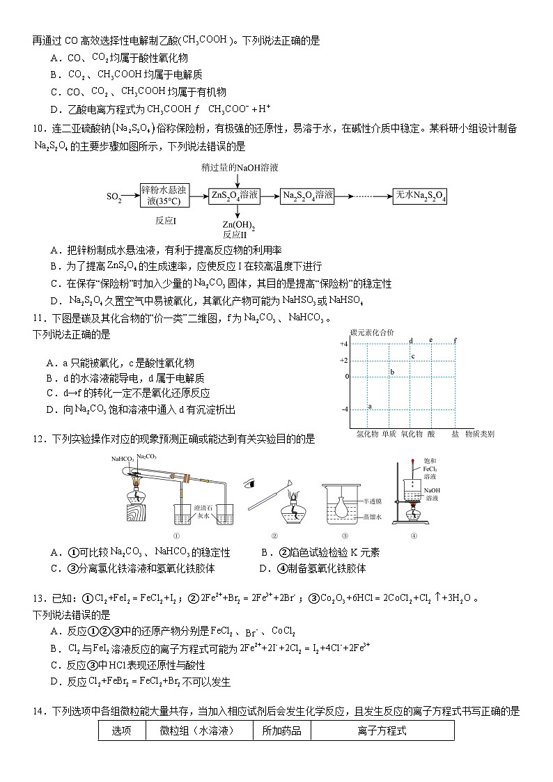 眉山市区县高中学校27届高一半期联考化学试卷第2页