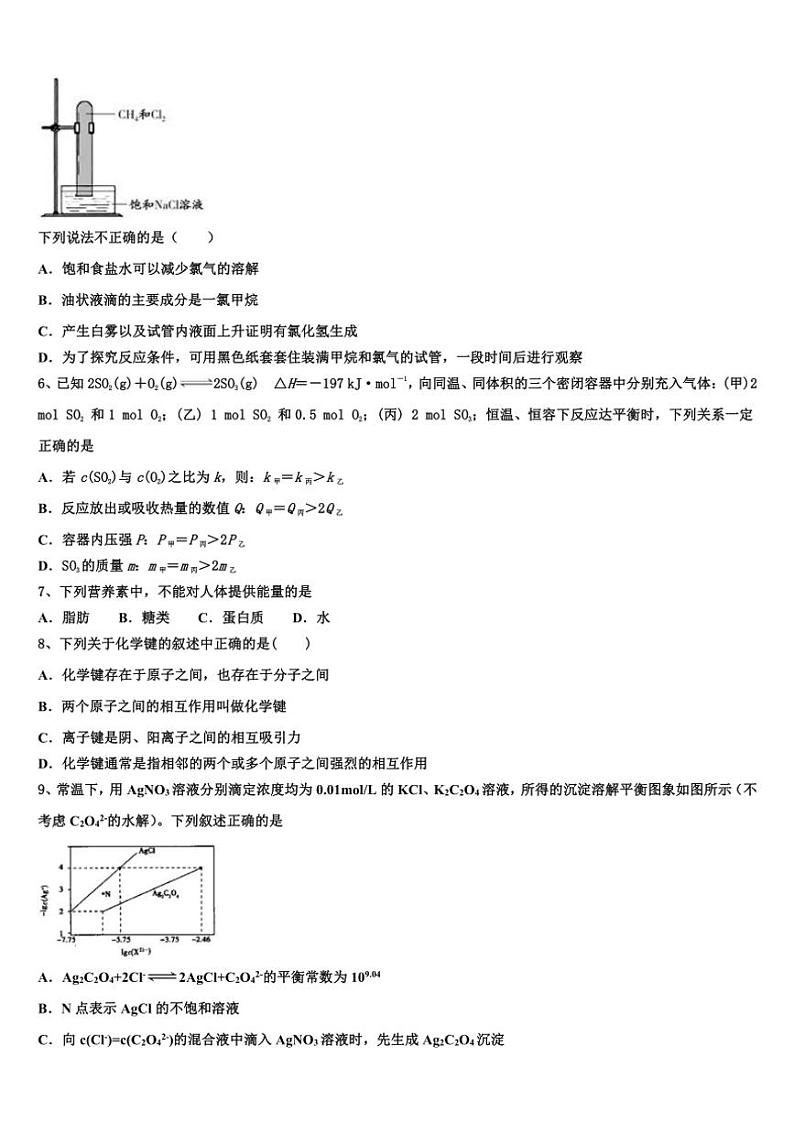 2023～2024学年四川省成都市树德中学高二(上)期末统考化学试卷(含答案)第2页