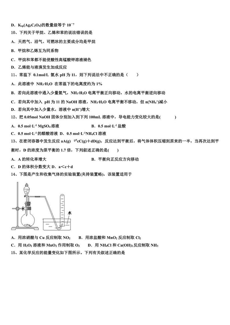 2023～2024学年四川省成都市树德中学高二(上)期末统考化学试卷(含答案)第3页
