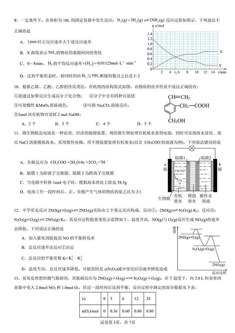 2024～2025学年四川省眉山市丹棱中学校高二(上)期中化学试卷(含答案)第3页