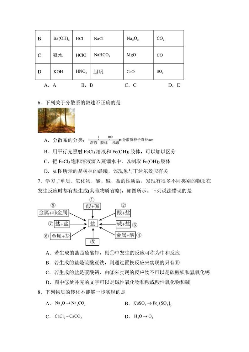 2024～2025学年四川省眉山市东坡区高中学校高一(上)期中联合考试化学试卷(含答案)第2页