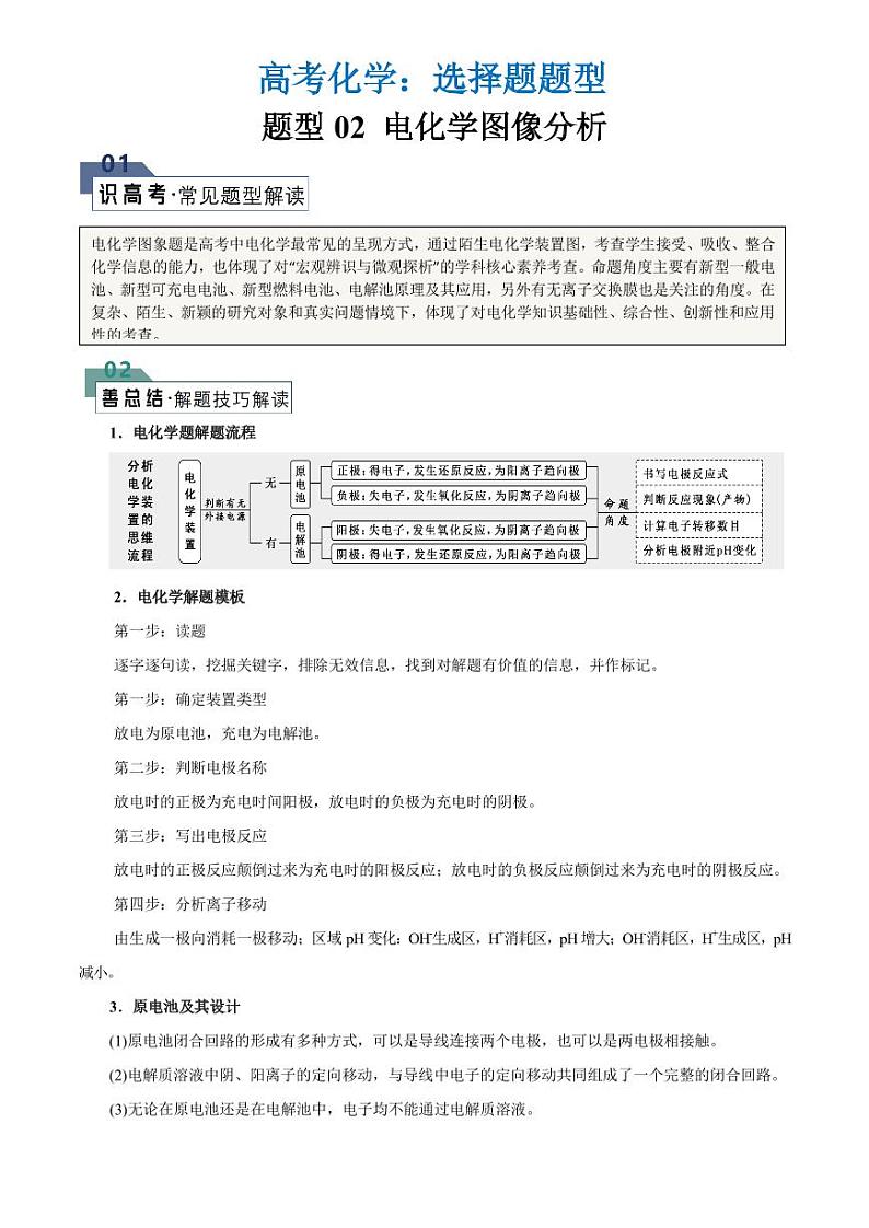 高考化学：选择题题型02 电化学图像分析（学案）第1页